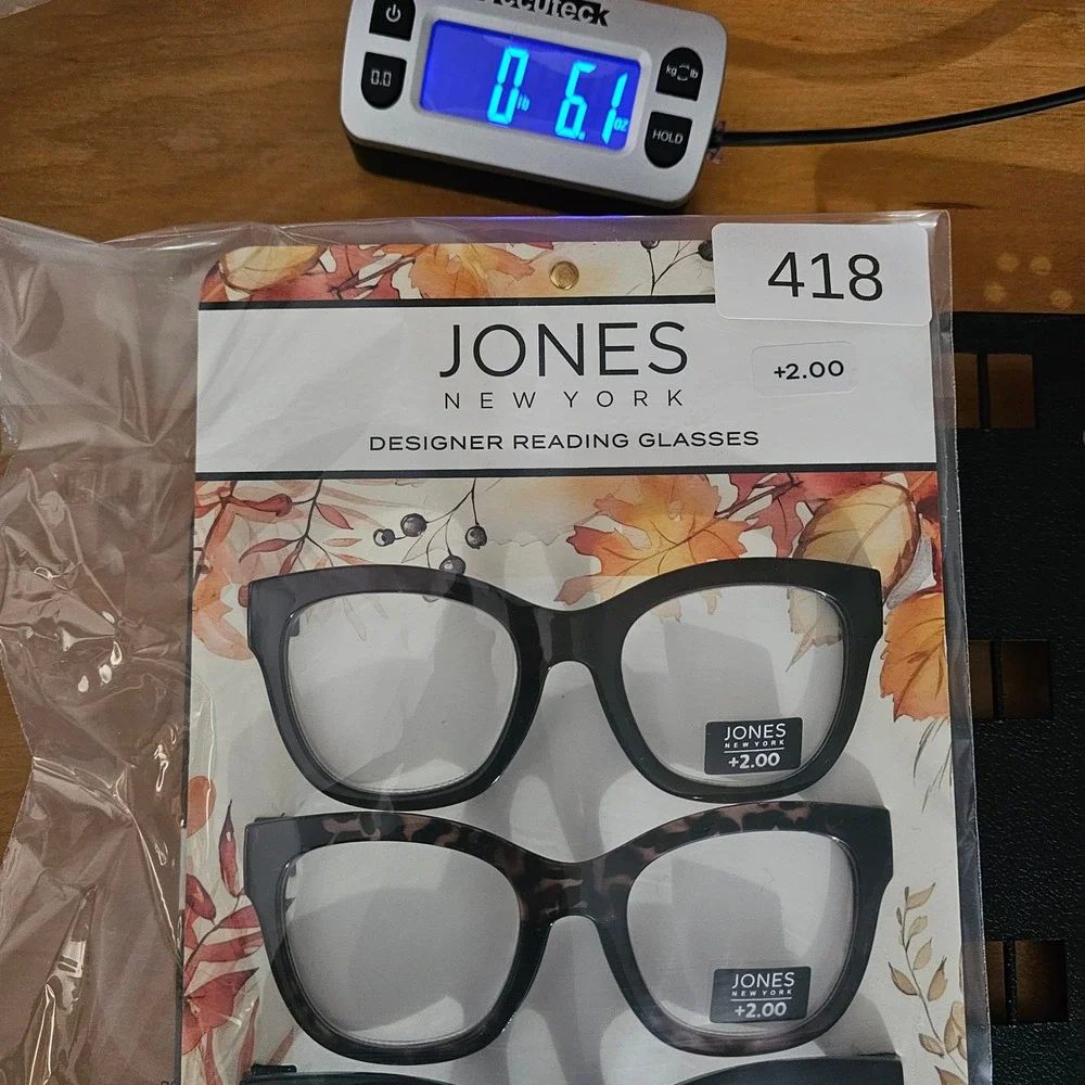 Jones New York Reading Glasses Women +2.00 Multi Designer 3-Pack Square J3C72